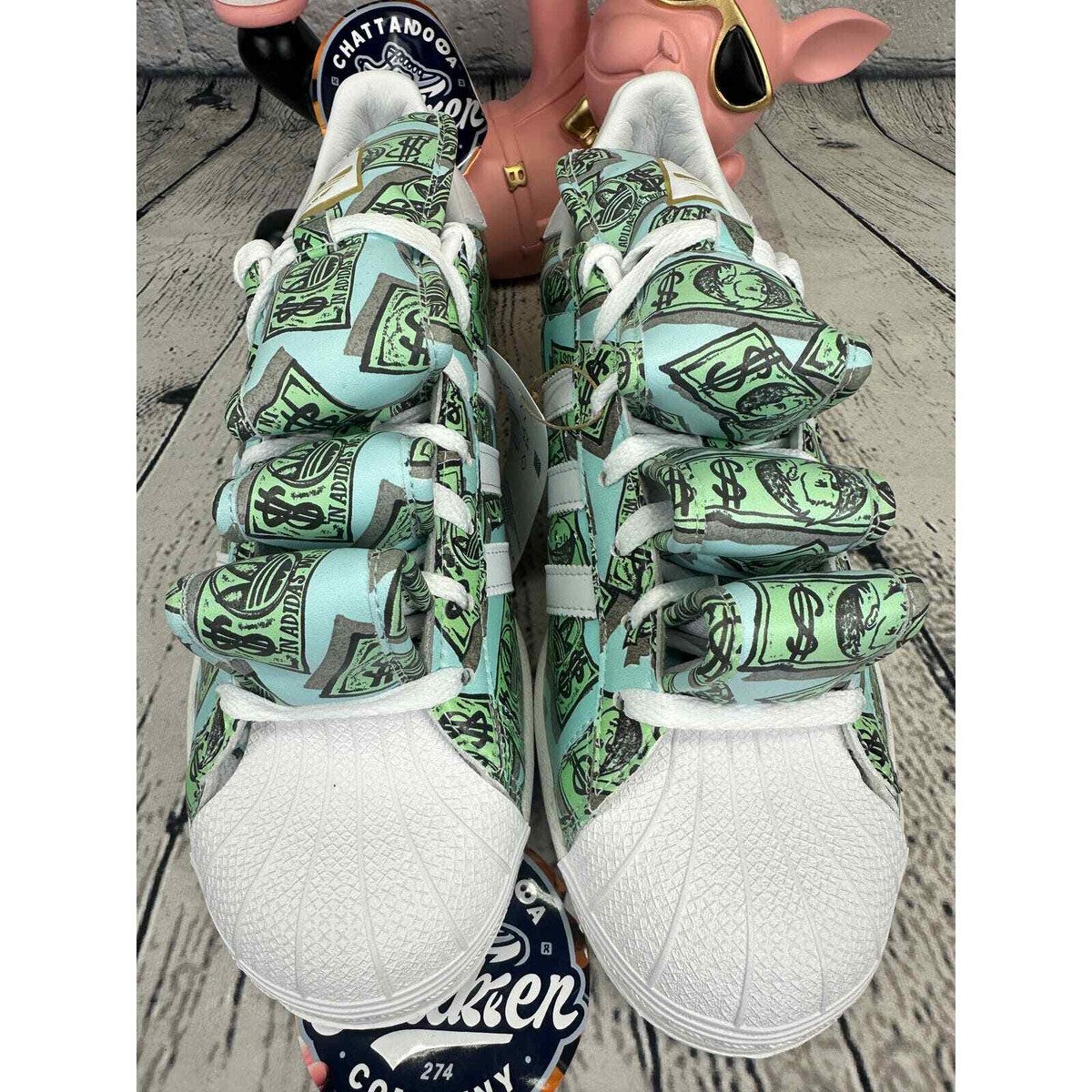 Adidas X Jeremy Scott Money Superstar Mens 9 Green Money Sign JS