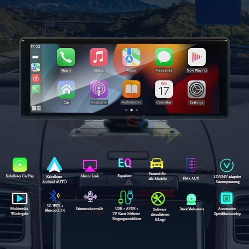 10.26" Zoll Tragbarer Apple CarPlay und Android Auto Wireless Display Autoradio - Bild 3 von 17