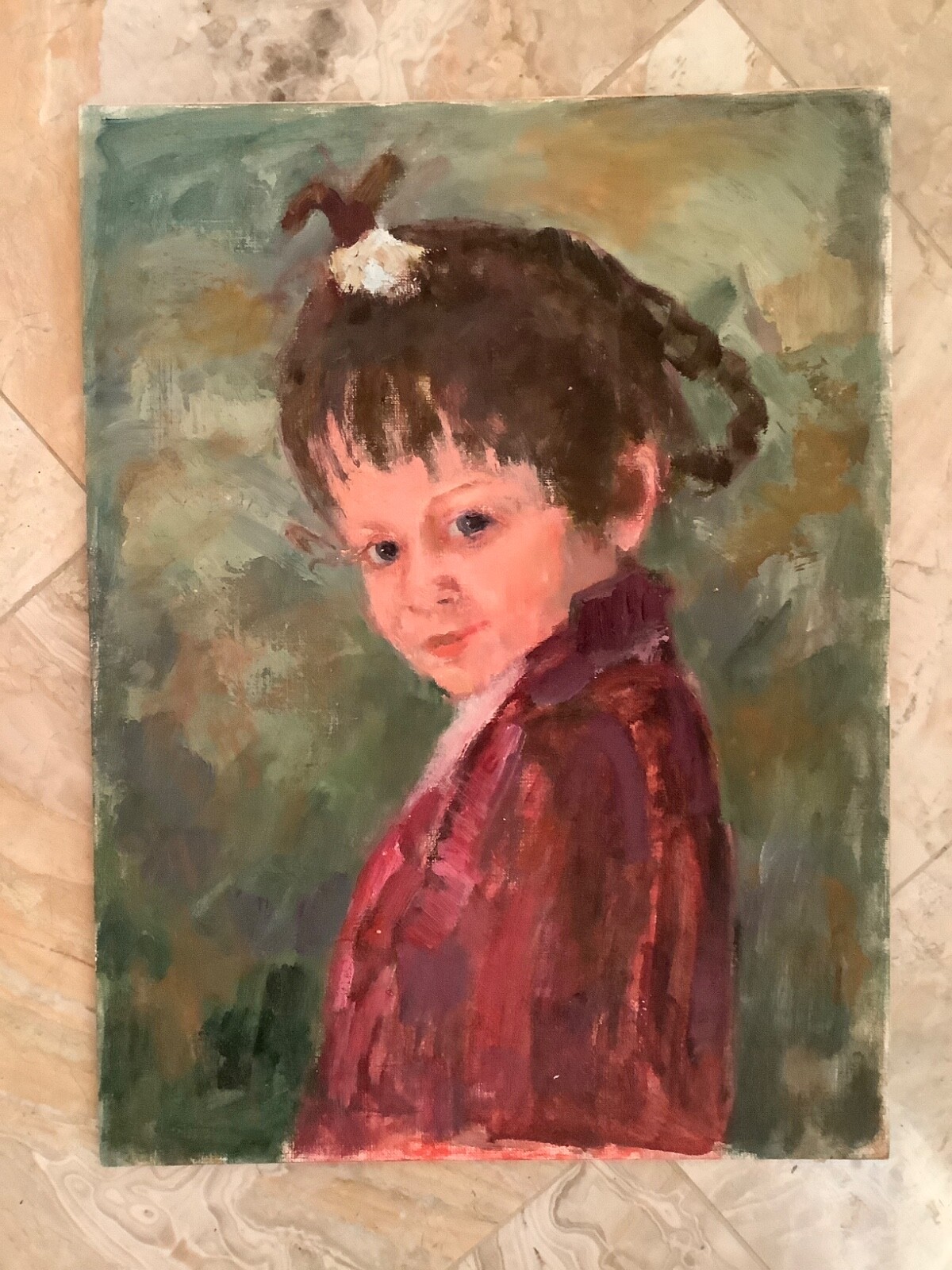 Original Impressionism Oil Art 16x12” Portrait  Study Signed