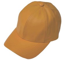 Made in USA Leather Baseball Cap Yellow