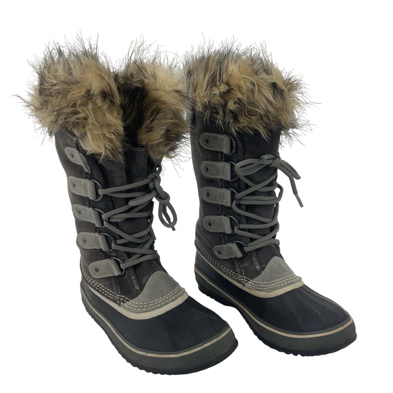 sorel joan of arctic faux fur suede snow preowned boots