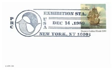 Postcard Exhibition Sta. Dec 14, 1980 USA New York Drake's Golden Hinde 1580