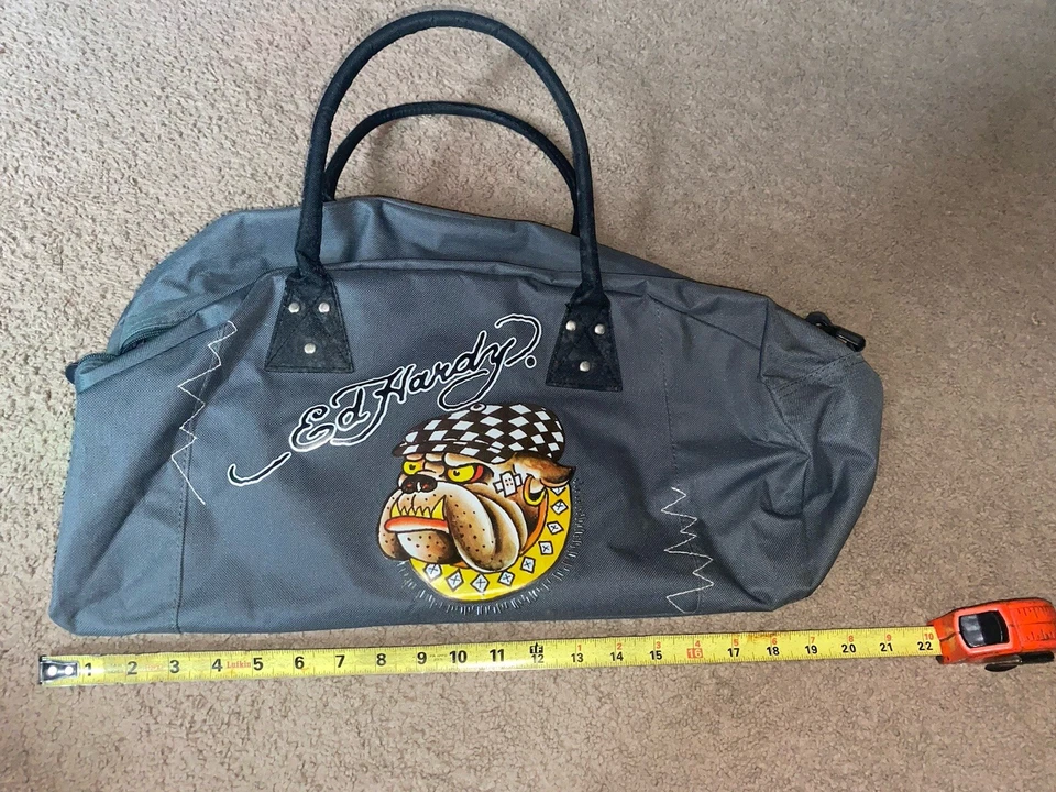 Bolso de lona Ed Hardy gráfico Bulldog Love Kills Slowly gimnasio 2 asas Foto 3 de 4