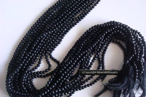Natural black onyx 3mm round bead 14" strand 120 beads per strand BS096 - Picture 4 of 6