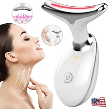 Neck Face Lifting Massager Skin Tighten Device LED and Anti Wrinkle Double Chin+