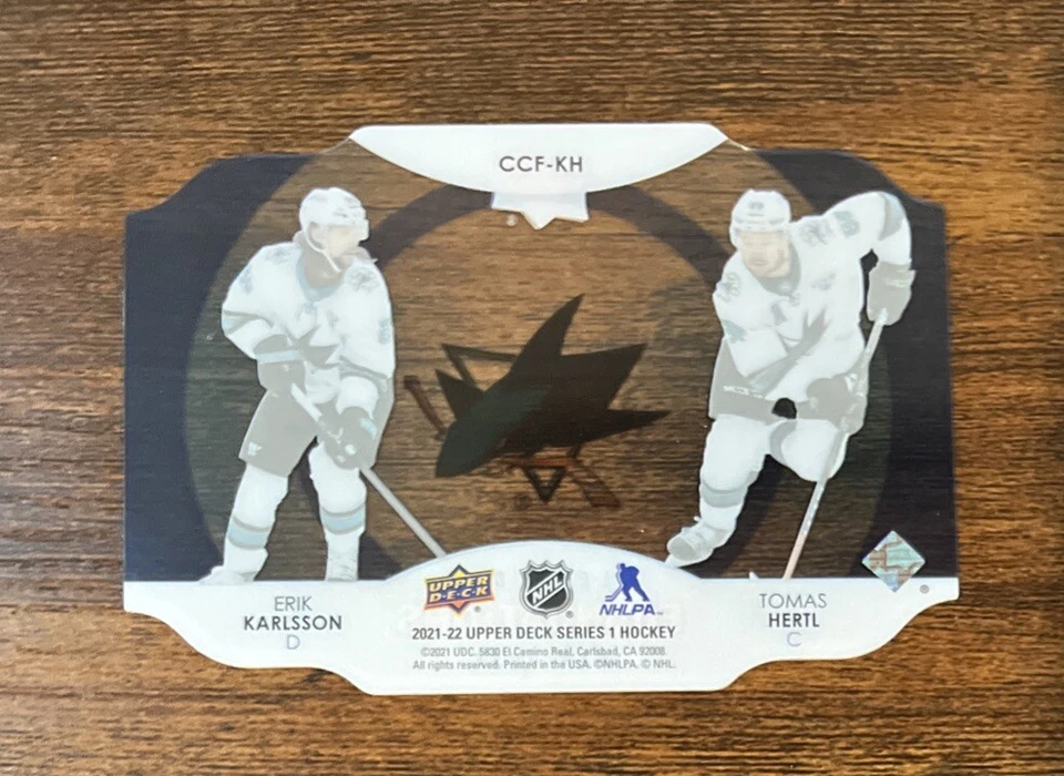 2021 Upper Deck Series 1 Clear Cut Foundations Tomas Hertl Erik Karlsson #CCF-KH - Image 2 of 2