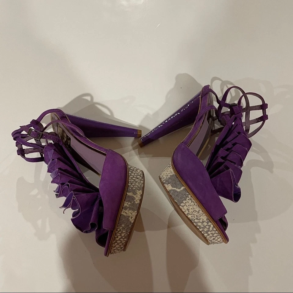 Topshop Boutique Passion Tacones Plataforma Volantes Púrpura Talla 38 Foto 4 de 4