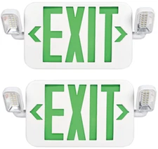 2-Pack Green Emergency LED Exit Sign Two Rotatable Lamp Battery Backup UL Cer