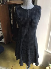 Vintage 90s Express Tricot Polka Dot Babydoll Grunge Skater Fit Flare Dress S