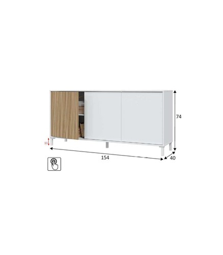 FRS, Aparador 3 puertas Tempo acabado natural/blanco. 74 cm(alto), 154 cm(ancho) - Imagen 4 de 4