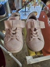 PUMA little Girl's 8C Vikky Glitz Slip On Sneaker Rosewater Silver White Shoes