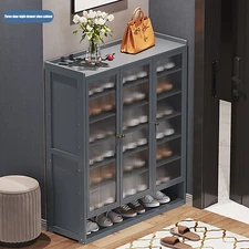 8 Layers Entryway Shoe Storage Cabinet Shoe Storage Rack w/ 3-Door Shelves SALE