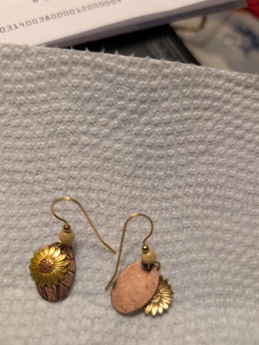 Adorable Silver Forest Sunflower Drop Earings NE-1752A - Picture 5 of 5