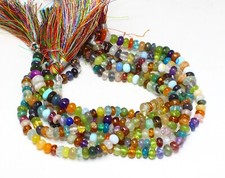 AAA Natural Mix Gemstone Rondelle Beads 5-6mm Smooth Multi Stone 8" strand
