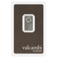 5 gram Platinum Bar - Valcambi- 999.5 Fine