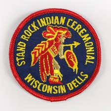 Stand Rock Indian Ceremonial Wisconsin Dells Vintage Embroidered Patch 1960s-80s