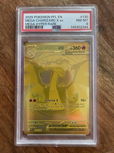 2025 POKEMON PHANTASMAL FLAMES #130 MEGA CHARIZARD X ex MEGA HYPER RARE PSA 8