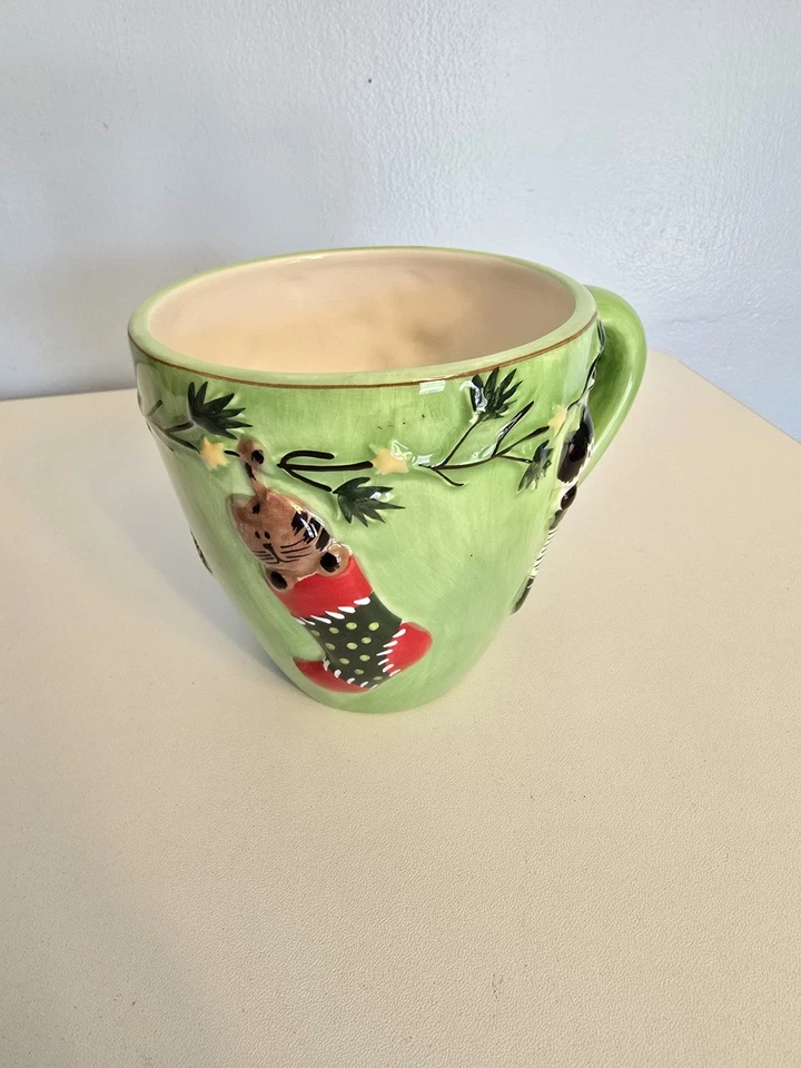 Taza de café vintage Oneida loza Fiddlestix medias gatos enloquecido 16 oz Foto 3 de 4