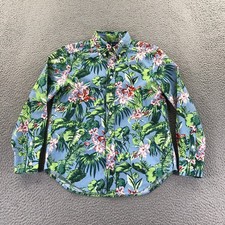 Polo Ralph Lauren Shirt Boys Medium 10-12 Blue Floral Twill Long Sleeve Button