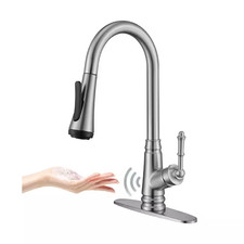 Touchless Single Handle Pull down Sprayer Kitchen Faucet with Deck Plate and 3 M