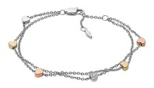 FOSSIL braccialetto Double-Row Heart Bracelet Silver