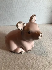 Pink Pig Ceramic Glazed Figurine / No Glaze on Brown-New