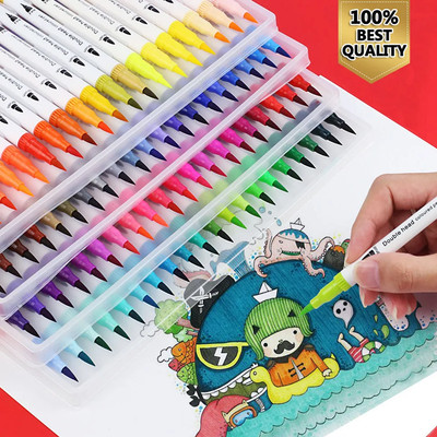 Dual Tip Brush Marker Pens Fine Line Washable Watercolor Drawing Art Supplies