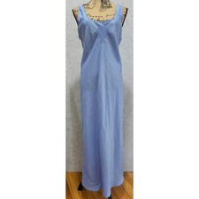 Vintage Victoria Secret 100 Silk Long Slip Gown, Dress, Embroidered Neck Sz L