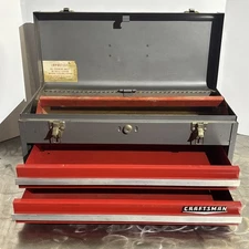 Craftsman 20" Portable Carrying Tool Chest Box Steel 2 Draw 65336 Vtg USA READ!