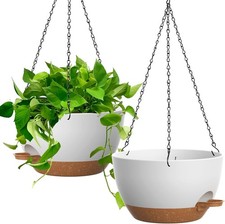 13 Inch 2 Pack Large Self Watering Hanging Planters for Indoor Outdoor Plants US
