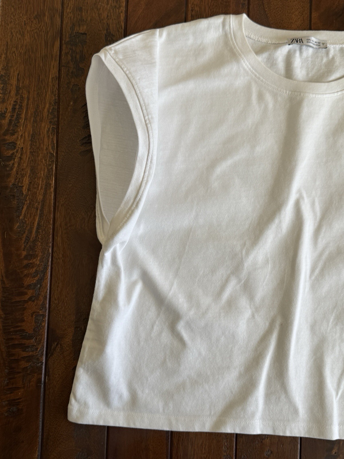 ZARA WHITE CAP SLEEVE ELEVATED BASIC T SHIRT SZ M - image 3