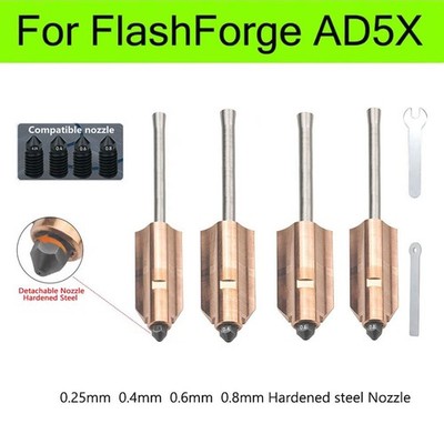 0.25 0.4 0.6mm Upgraded Detachable Nozzle For Flashforge AD5X Hotend Nozzle