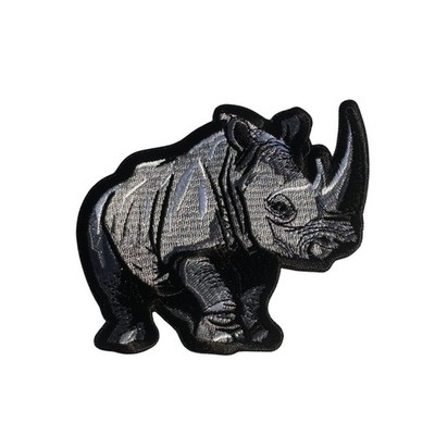 Rhino Embroidered Iron On Patch - Wild Animal 121-G