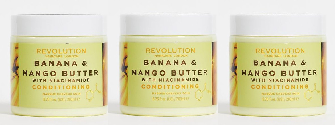 3 PACK REVOLUTION HAIRCARE BANANA & MANGO BUTTER CONDITIONING  HAIR MASK 200ml