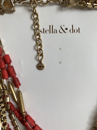 Nuevo Collar STELLA & DOT Multi Cuerda Tono Dorado Coral BLISS Declaración 3 en 1 - Imagen 4 de 11