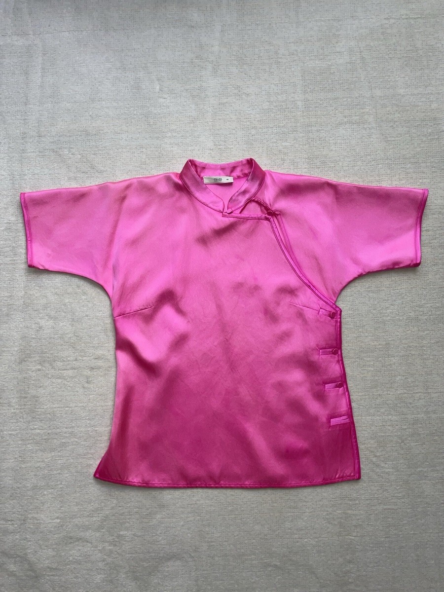 Prada Vintage Archive Spring 2003 Neon Pink Cheongasm Silk Prada Vintage Archive Spring 2003 Neon Pink Cheongasm Silk
