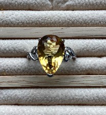 Citrine Pear Shape Sterling Silver Ring Sz 7