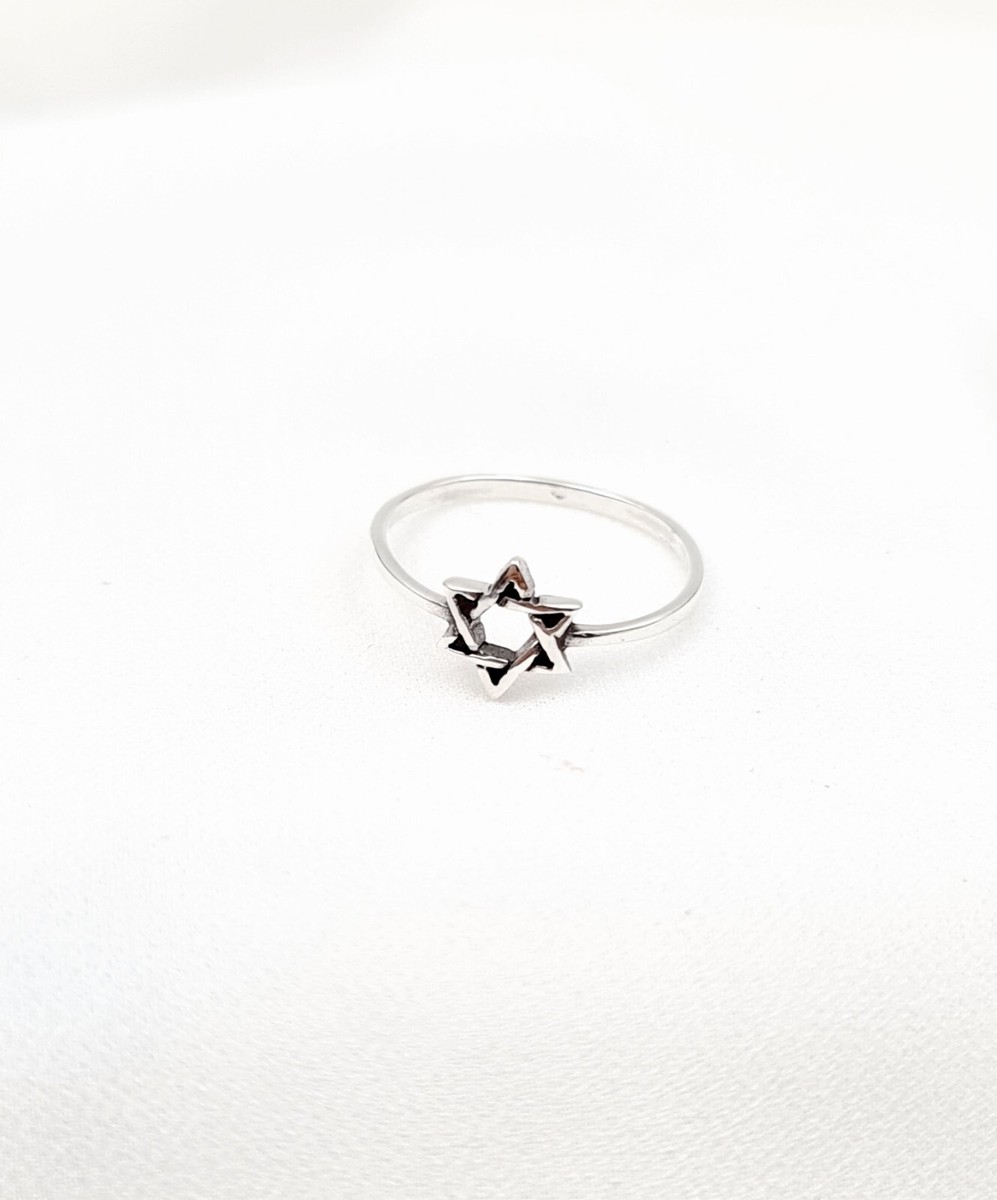Sterling Silver Star Of David Ring For Women - 925 Silver Jewish Symbol Ring, Size 9.25