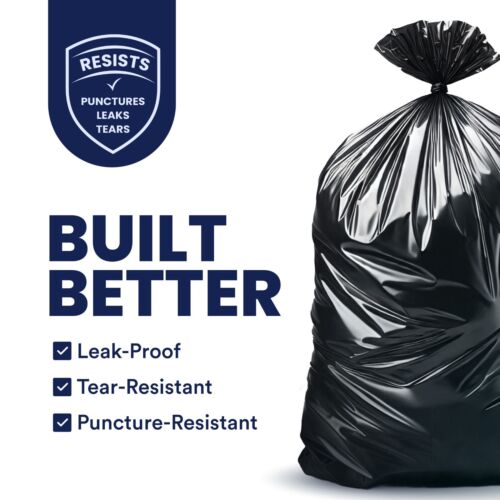 Plasticplace Schwerlast 55-60 Gallonen Schwarz Müllbeutel, 1,2 Mil, 50 Stück - Bild 2 von 6