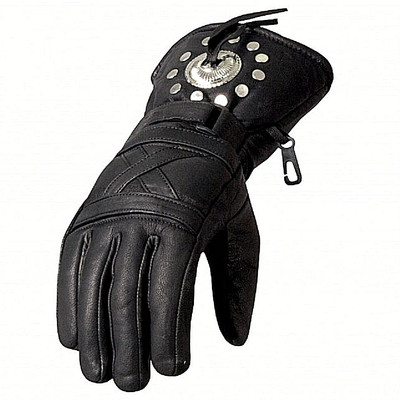 Leather GAUNTLET Studed Gloves Unisex Motorcycle Biker Driving ATV Riding Work