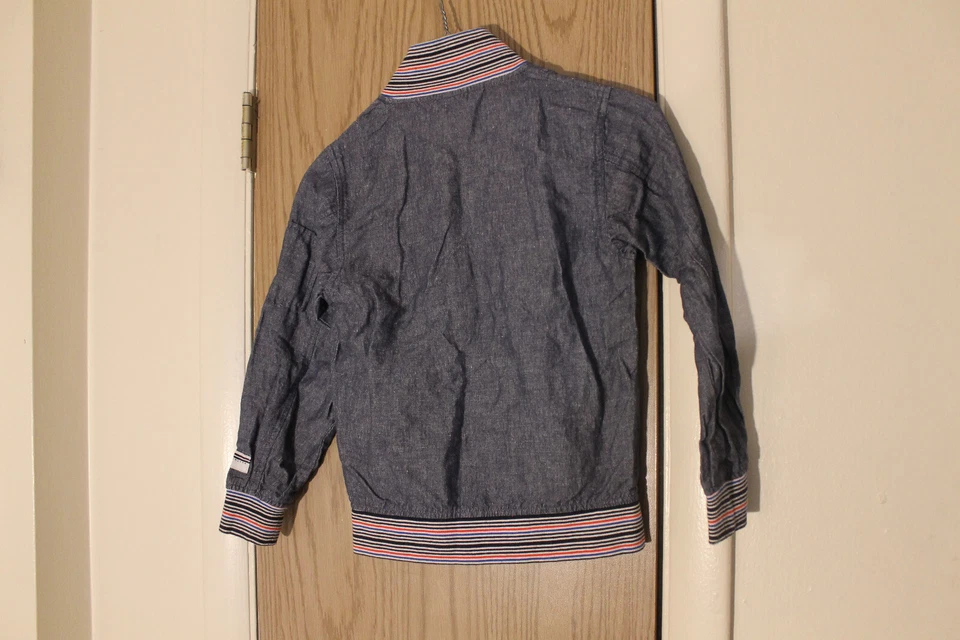 Sean John Blue Linen Blend Full Zip With Pockets Varsity Kids Jacket, Size 6 - Image 2 of 4