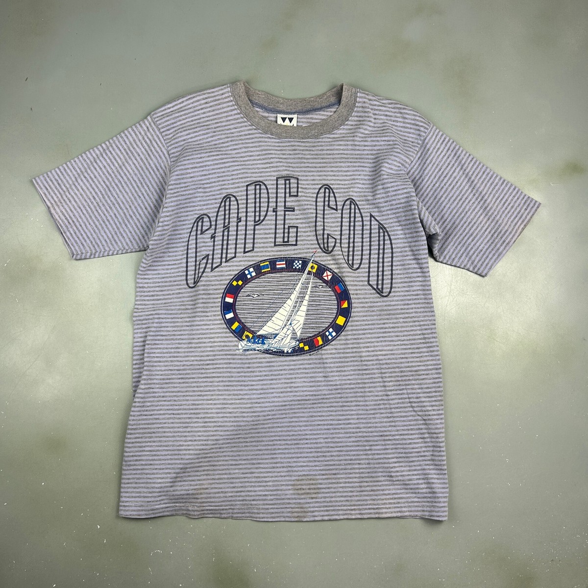 VINTAGE 90s | CAPE COD Sail Boat Striped T-Shirt sz M Men Adult | eBay