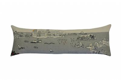 46 White Hawaii Daylight Skyline Lumbar Decorative Pillow