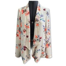 Lush floral cream open front blazer