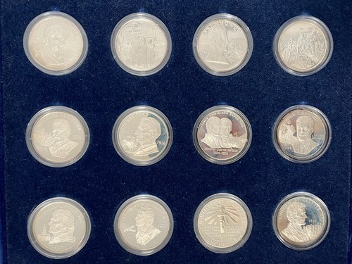 Statue Of Liberty Sterling Silver 12 Medal Set, Low 20,000 Mint, Frank Gasparro - Picture 6 of 9