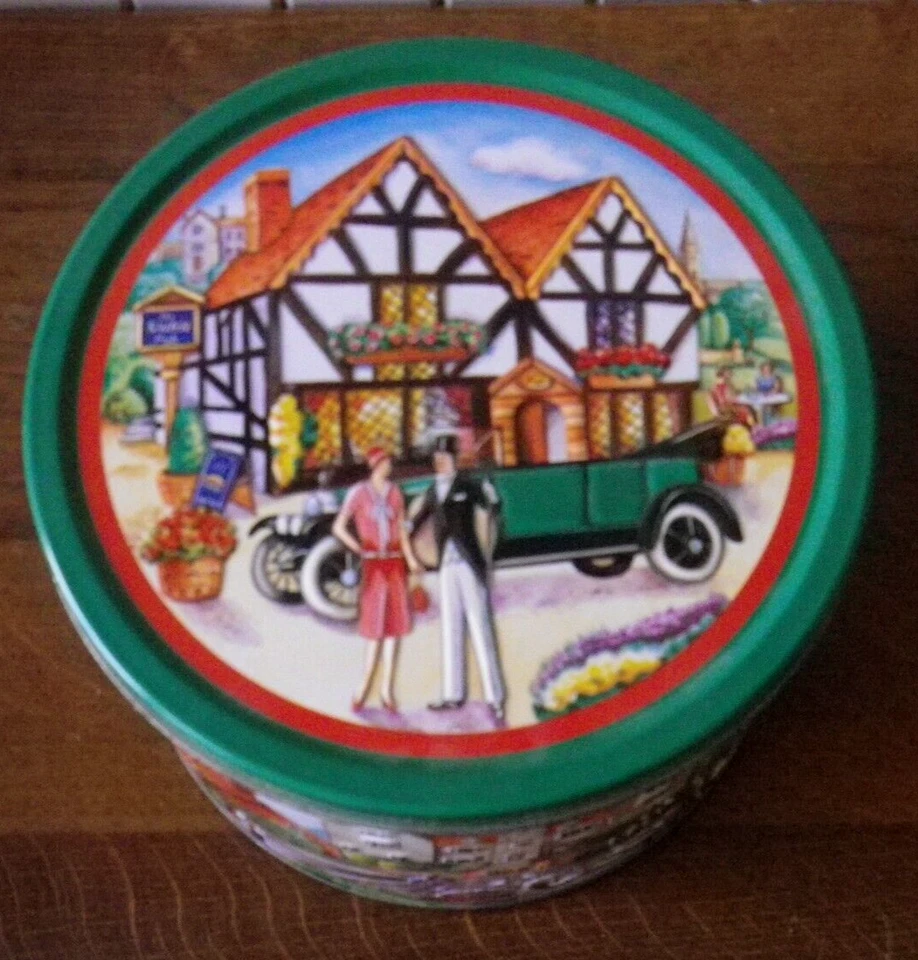 Boîte à biscuits Anglaise the Swan Pub en métal repoussé. The old mill, Butchers - Photo 2/4