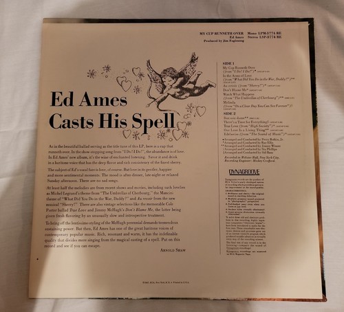 Ed Ames My Cup Runneth Over from 1967 Vinyl Record By RCA Victor LSP-3774 Stereo - Picture 2 of 4