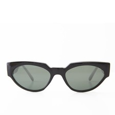 Black Cat Eye Vintage Sunglasses Thick Unique Frame and Green Lens- Ellie