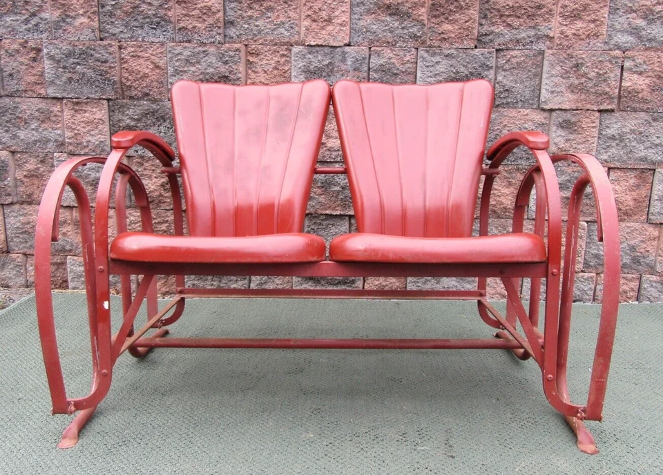 SWEETHEART Vintage Art Deco Metal Primavera Porche Patio Jardín Silla Planeador RARO Foto 2 de 4