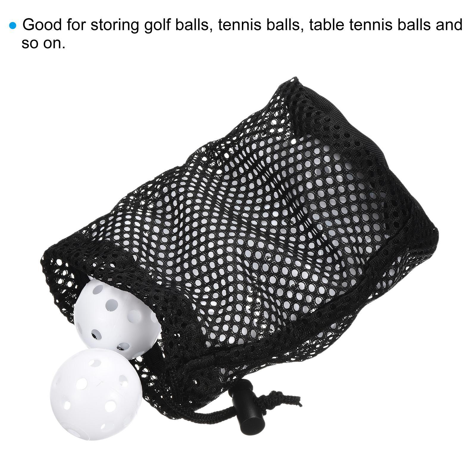 Nylon Mesh Net Bag Drawstring Pouch 8.7"x5.1" for Golf Ball Storage Black